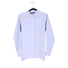 Sacai-Sacai Light Blue & White Cotton/Polyester Asymmetrical Shirt-Blue,Light blue