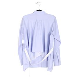 Sacai-Sacai Light Blue & White Cotton/Polyester Asymmetrical Shirt-Blue,Light blue
