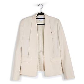 Alexander Wang Blazer en laine blanc cassé à revers châle ouvert sur le devant Blanc Écru