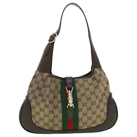Gucci-GUCCI Borsa a tracolla Jackie in tela Web Sherry Line GG Beige 153696 Auth yk6048-Rosso,Beige,Verde