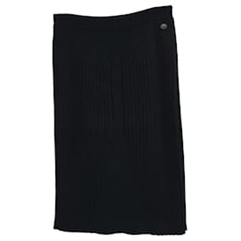 Chanel-CHANEL Black Cashmere Skirt-Black