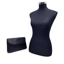 Yves Saint Laurent-Vintage Black Quilted Leather Clutch Bag Handbag-Black