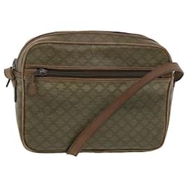 Céline-CELINE Macadam Canvas Shoulder Bag PVC Leather Beige Auth 37414-Beige