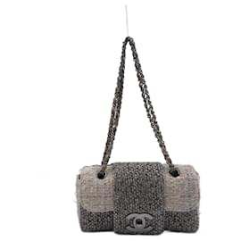 Chanel-Sac à rabat Chanel en tweed marron-Marron