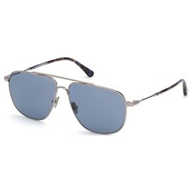 Tom Ford FT0815 LEN C58 14V - shiny light ruthenium / blue Blu Silver hardware
