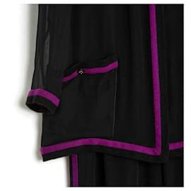 Chanel-94A Suit Black Silk Chiffon FR36-Noir
