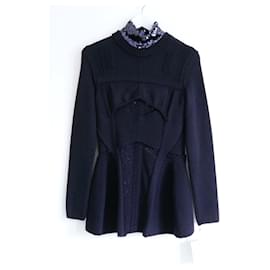 Dior-Pre-autunno Dior 15 Peplo in maglia con paillettes-Blu navy