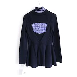 Dior-Dior Pre-Fall 15 Sequin Knit Peplum Top-Navy blue