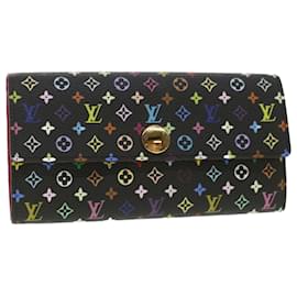 Louis Vuitton-LOUIS VUITTON Multicolor Portefeuille Sarah Wallet Black M93747 LV Auth 37421-Black
