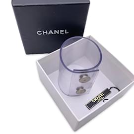 Chanel-Bracelet jonc vintage en plastique souple transparent à larges boutons-pression CC-Autre