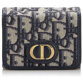 Dior Blue Oblique 30 Montaigne Lotus Wallet Blue