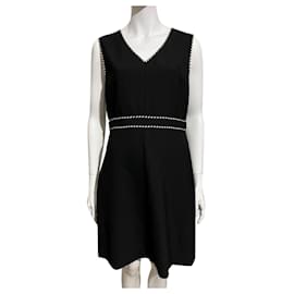 Diane Von Furstenberg-DvF Leelou Kleid aus schwarz-weißem Crêpe-Schwarz,Weiß