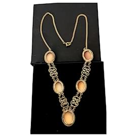 Autre Marque-Art déco necklace 1950/1960 in Vermeil (silver + gold) With 5 genuine Agate Cameos.-Gold hardware
