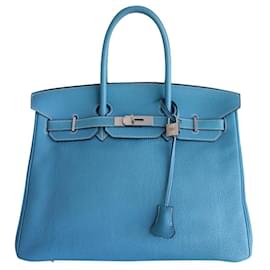 Hermès-Bolsa Hermes Birkin 35 azul-Azul