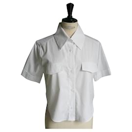 Chanel-CHANEL Nova camisa branca com logo nas costas T36-Branco
