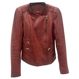 Maje Lederjacke Dunkelrot Bordeaux
