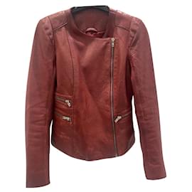 Maje Leather Jacket Dark Red Dark red