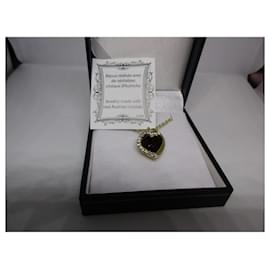 Autre Marque-catena/pendente art de france con cuore di cristallo, nuovo nella sua custodia + certificato-D'oro