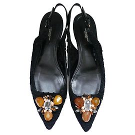 Dolce & Gabbana embellished lace flats Black