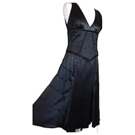Amanda Wakeley-AMANDA WAKELEY DESIGNER CORSETTED SILK DRESS T UK 12 OR T 38/40-Black