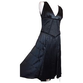 AMANDA WAKELEY DESIGNER KORSETTTES SEIDENKLEID T UK 12 ODER T 38/40 Schwarz