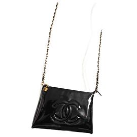 Chanel Black Patent Leather Clutch Bag Black