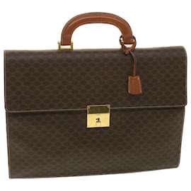 Céline-CELINE Macadam Canvas Hand Bag PVC Leather Brown Auth 37308-Brown