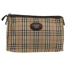 Autre Marque-Burberrys Nova Check Clutch Bag Nylon Beige Auth bs4136-Beige