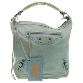 Balenciaga-BALENCIAGA The Day Hand Bag Leather Blue 140442 Auth yk5985-Blue