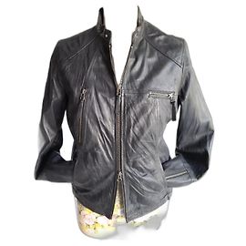 Autre Marque Schwarze Lederjacke Größe 40 Schwarz