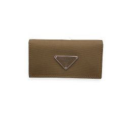 Prada Light Brown Nylon Canvas 6 Key Case Holder Pouch Brown