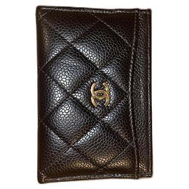 Chanel Classic Card Holder Black Leather Black