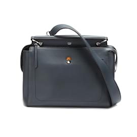 Fendi-Leather Dotcom Handbag-Grey