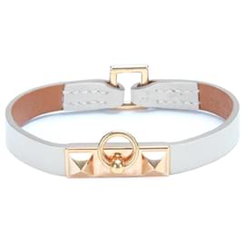 Hermès-Leather Rivale Mini Bracelet-White