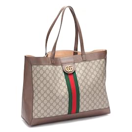 Gucci-GG Supreme Web Ophidia Tote with Pouch 547947-Brown