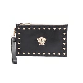 Versace Leather Studded Clutch Black