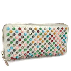 Christian Louboutin-Studded Leather Zip Around Wallet-Multiple colors