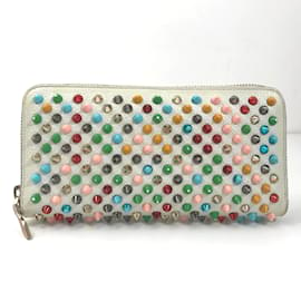 Christian Louboutin-Studded Leather Zip Around Wallet-Multiple colors