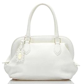 Fendi-Sac à main en cuir Selleria 8BN127-Blanc