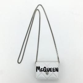 Alexander Mcqueen-Quilted Leather Graffiti Wallet on Chain-White