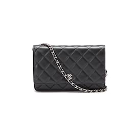 Chanel-Bolso CC de piel acolchada con una sola solapa-Negro