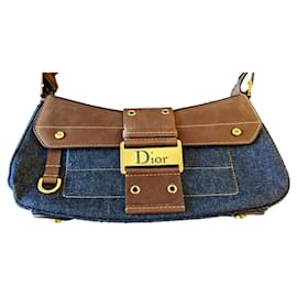Dior-Bag Dior Colombus Jean Blue Denim & Leather-Navy blue