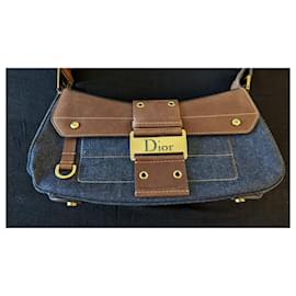 Dior-Borsa Dior Colombus Jean Blu Denim & Pelle-Blu navy