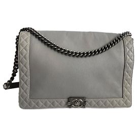 Chanel Boy XXL Handbag Grey Smooth Leather Grey