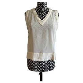 Chanel Short Sleeve Transparent Top Eggshell Eggshell
