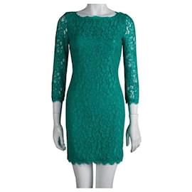 Diane Von Furstenberg-Vestido de encaje verde esmeralda de DvF Zarita-Verde