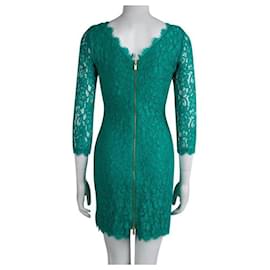 Diane Von Furstenberg-DvF Zarita Vestido de renda verde esmeralda-Verde