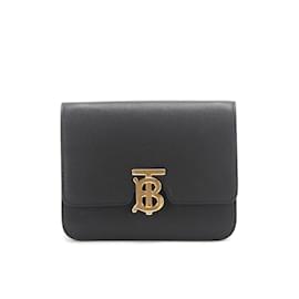 Burberry-Burberry Leather TB Crossbody Bag Leather Crossbody Bag in Good condition-Black