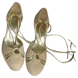 Escarpins Alain Manoukian Daim Beige et Doré 8cm Beige