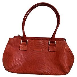 Tosca Blu Red Crocodile Effect Leather Shoulder Bag Red